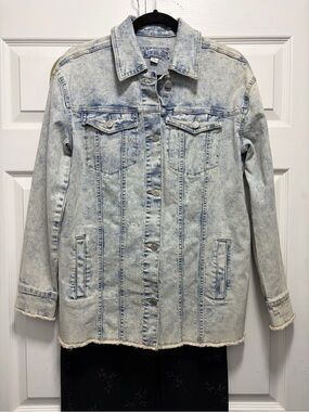 Maurices Light Blue Acid Wash Denim Jacket